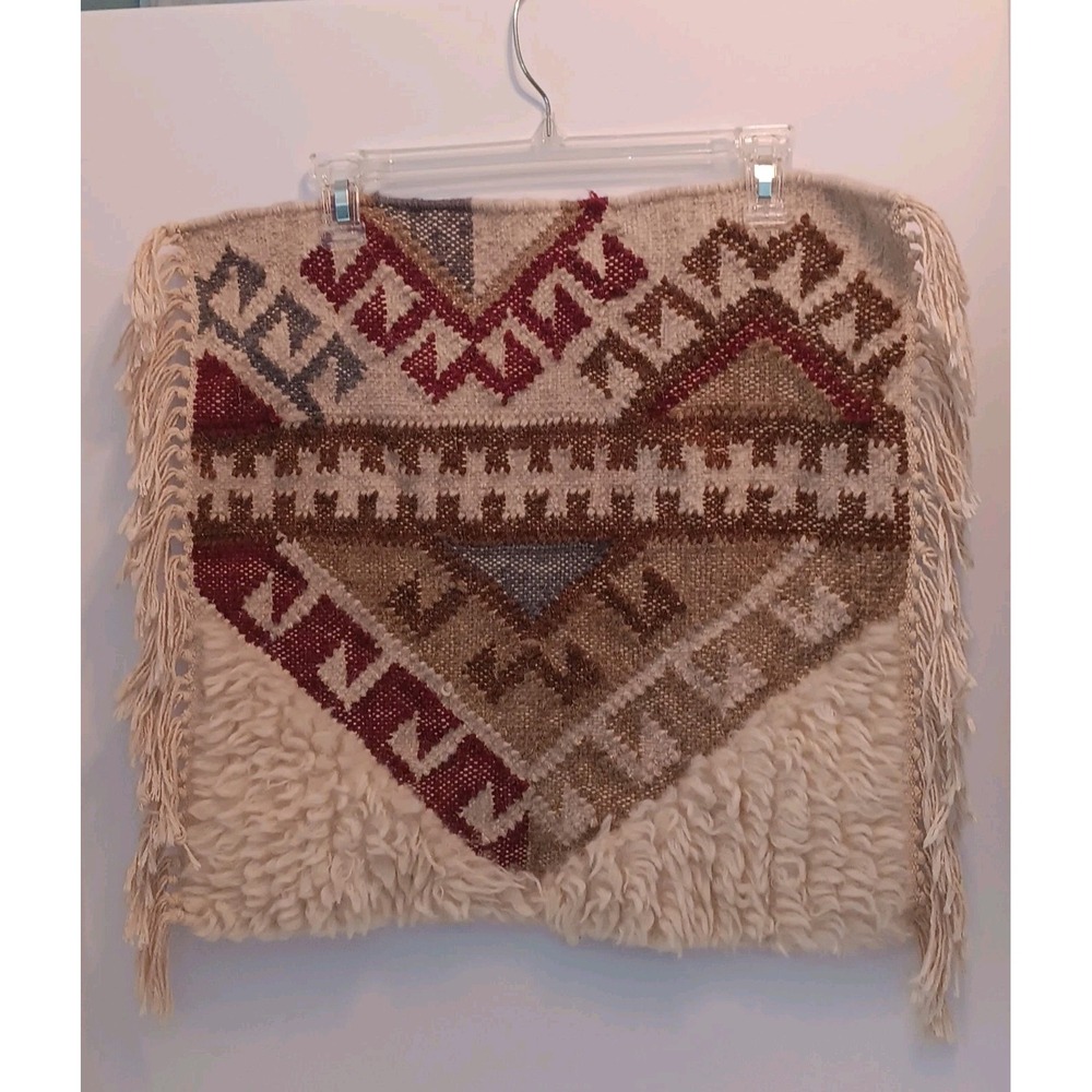 wall  Hanging Textile Art decor boho fringe Geometric Sherpa Western Aztec rug